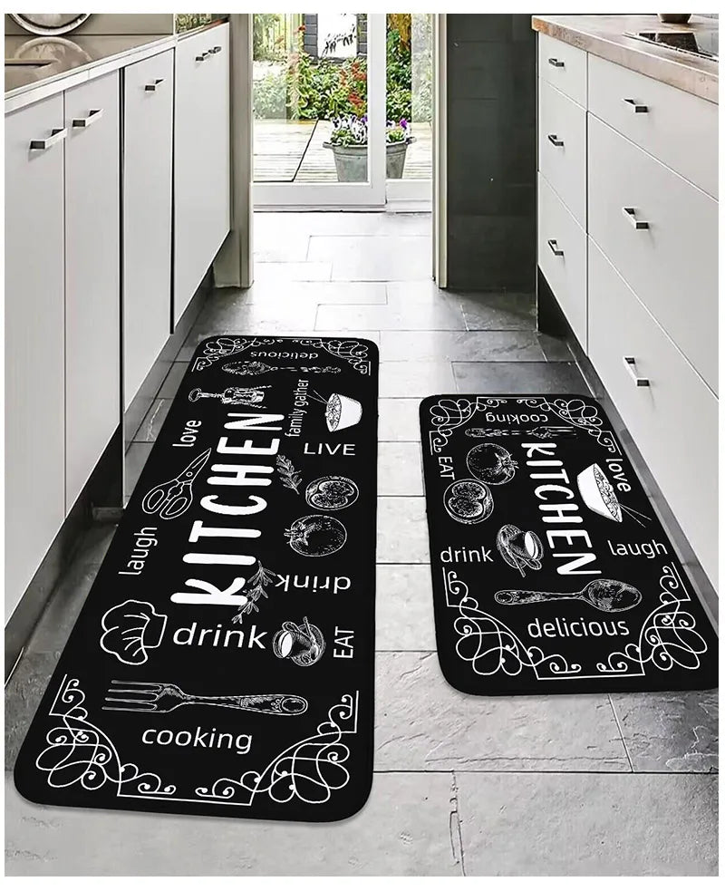 Washable Kitchen Mat with Sponge Comfort - Absorbent, Non-Slip & Waterproof Floor Rug