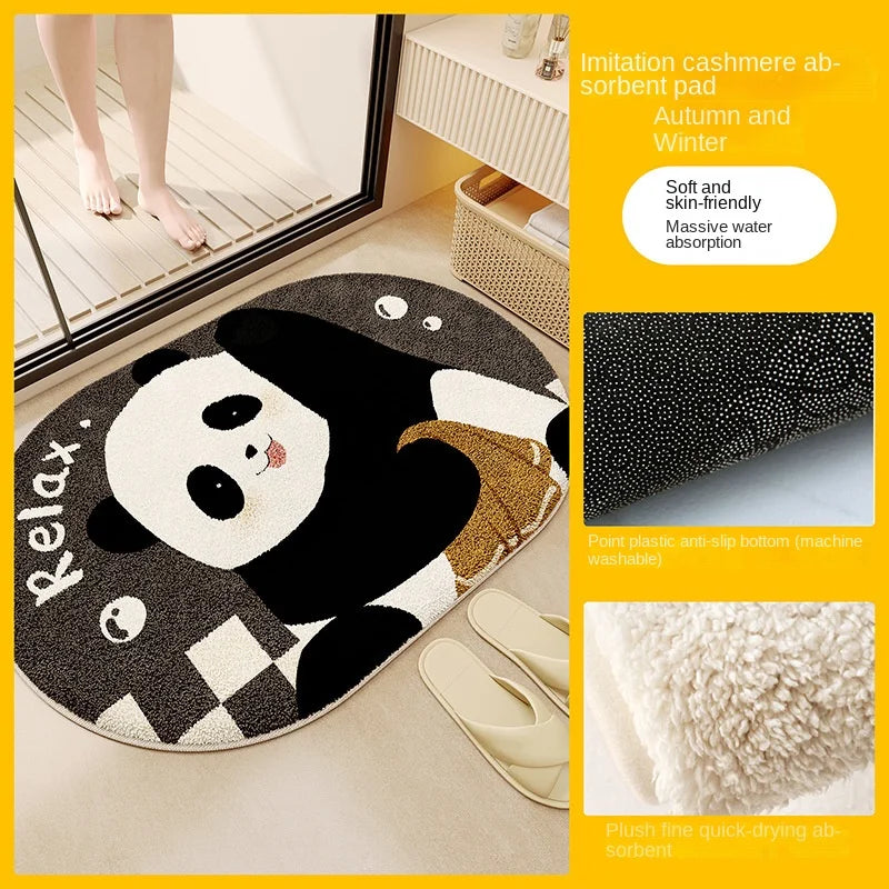 Panda Plush Bath Mat - Super Absorbent & Non-Slip Faux Cashmere Rug