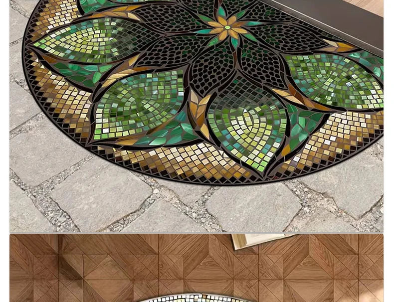 Semi-Circular Outdoor Doormat - Welcome Garden Rug for Entrance & Patio