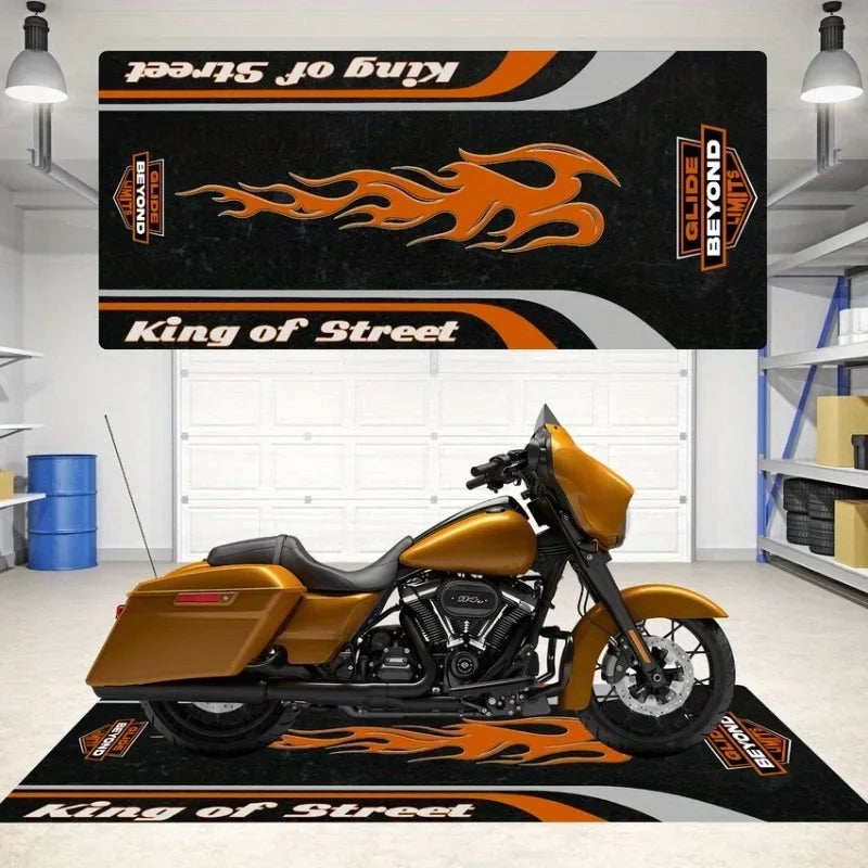 Motorcycle Display Mat - Dirt-Resistant Rug for Man Cave, Garage & Bedroom