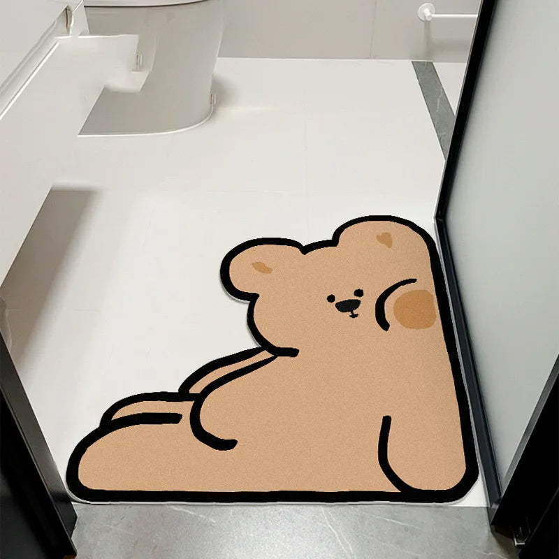Cartoon Diatomite Bath Mat - Quick-Dry, Absorbent & Non-Slip Kids Bathroom Rug