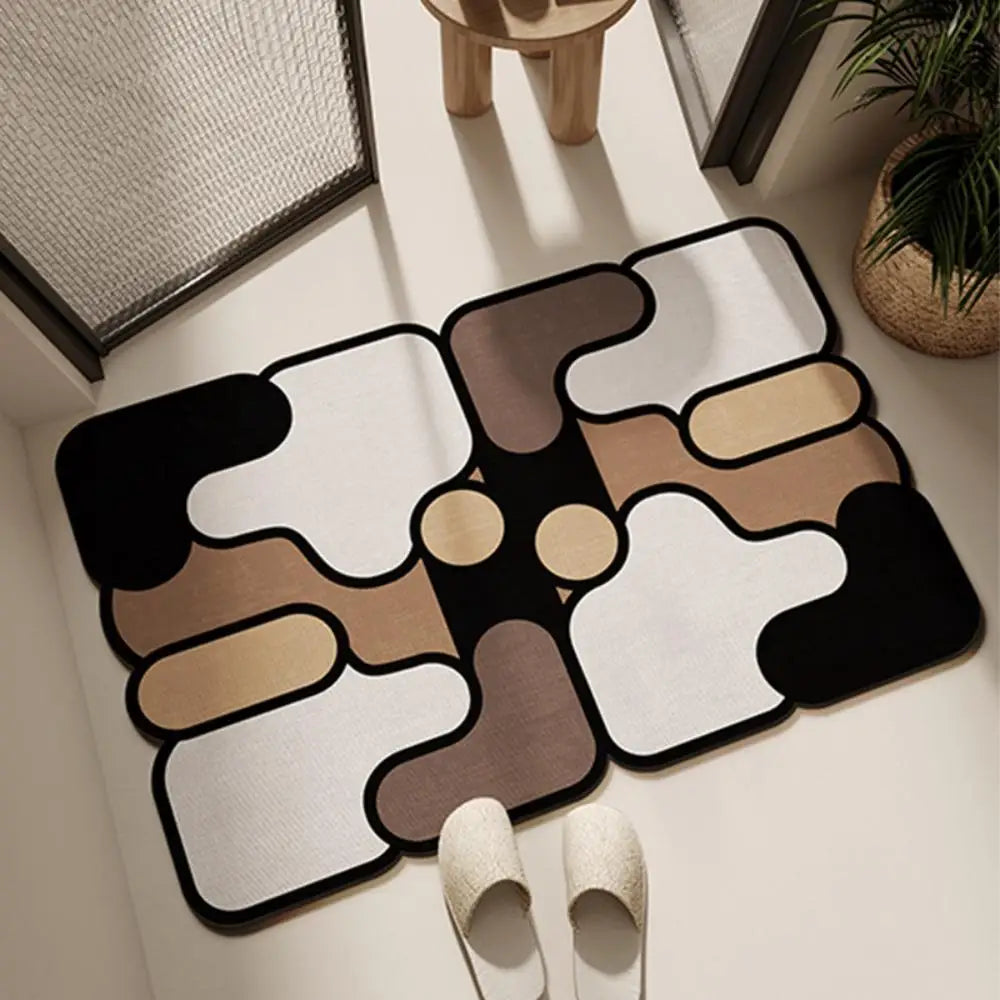 Puzzle Design Diatomite Bath Mat - Quick-Dry, Absorbent & Dirt Resistant