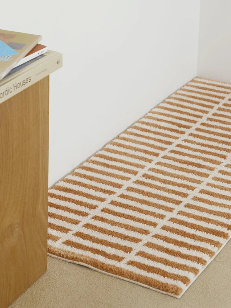 Korean Brick Pattern Rug - Aesthetic Bedside & Nursery Floor Mat for Bedroom
