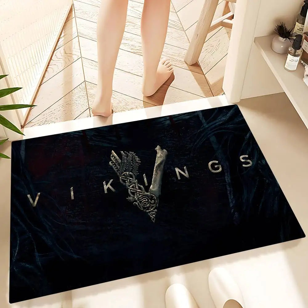 Vikings Anime Logo Mat - Non-Slip Doormat for Game Room & Bedroom Decor