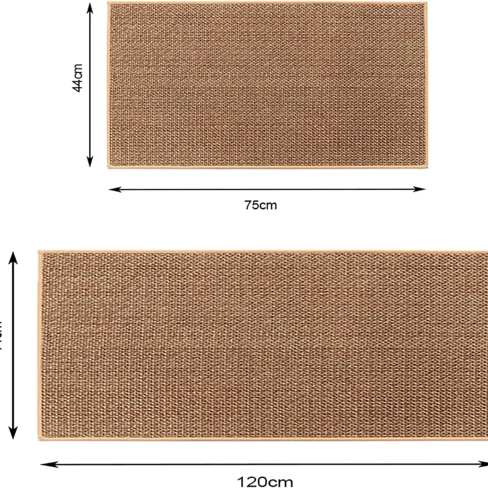 Faux Sisal Kitchen Runner - Washable & Non-Slip with Natural Rubber Backing