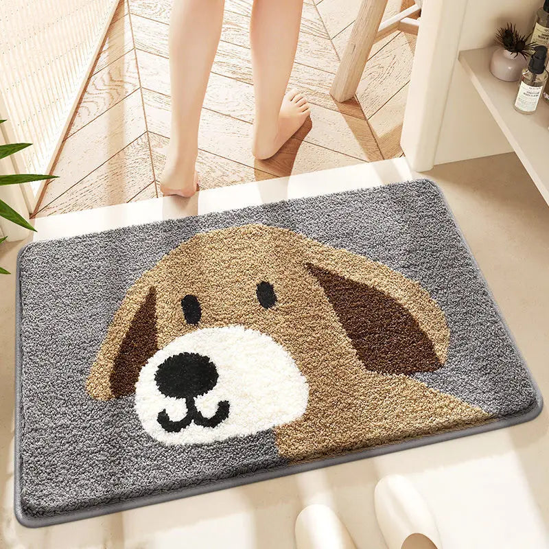 Cute Plush Bath Mat - Super Absorbent & Non-Slip Faux Cashmere Bathroom Rug