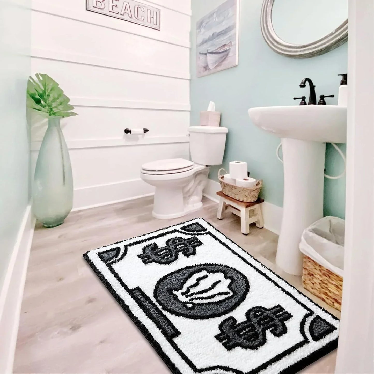 Personalized Dollar Bill Rug - Soft, Non-Slip & Washable Novelty Carpet