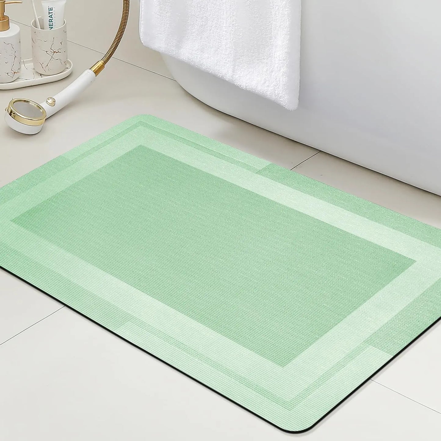Machine Washable Bath Mat - Ultra Absorbent & Non-Slip with Rubber Backing