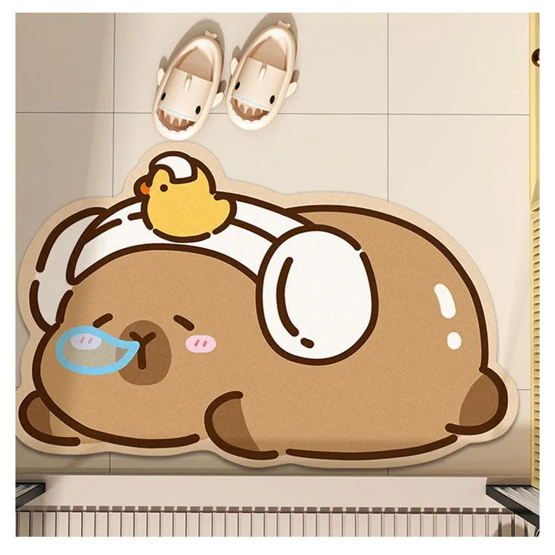 Capybara Diatomite Bath Mat - Quick-Dry, Absorbent & Non-Slip Bathroom Floor Rug