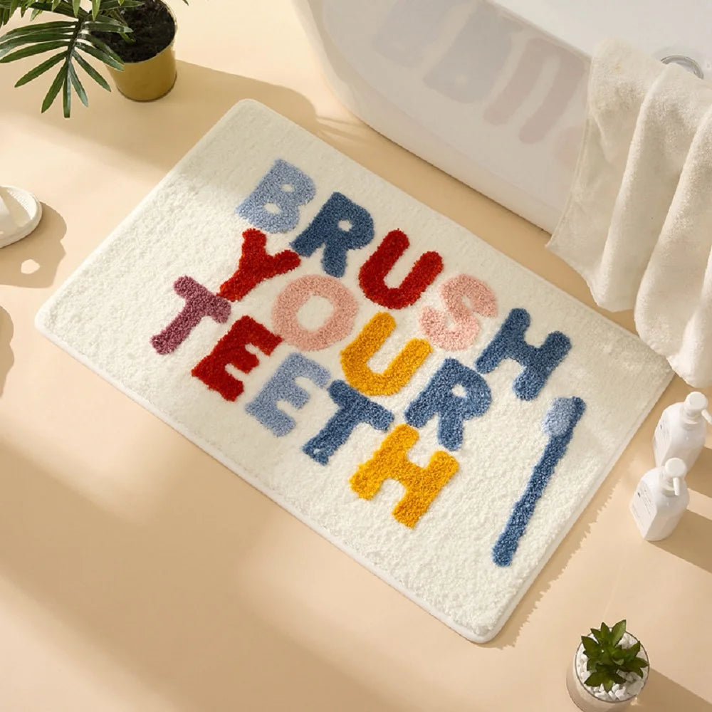 Kids Letter Bath Mat - Cute, Non-Slip & Absorbent Microfiber Rug