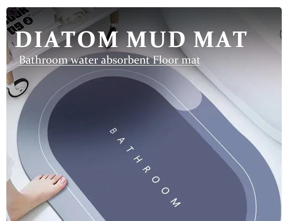 Diatom Mud Bath Mat - Super Absorbent & Fast-Drying Non-Slip Floor Mat for Bathroom