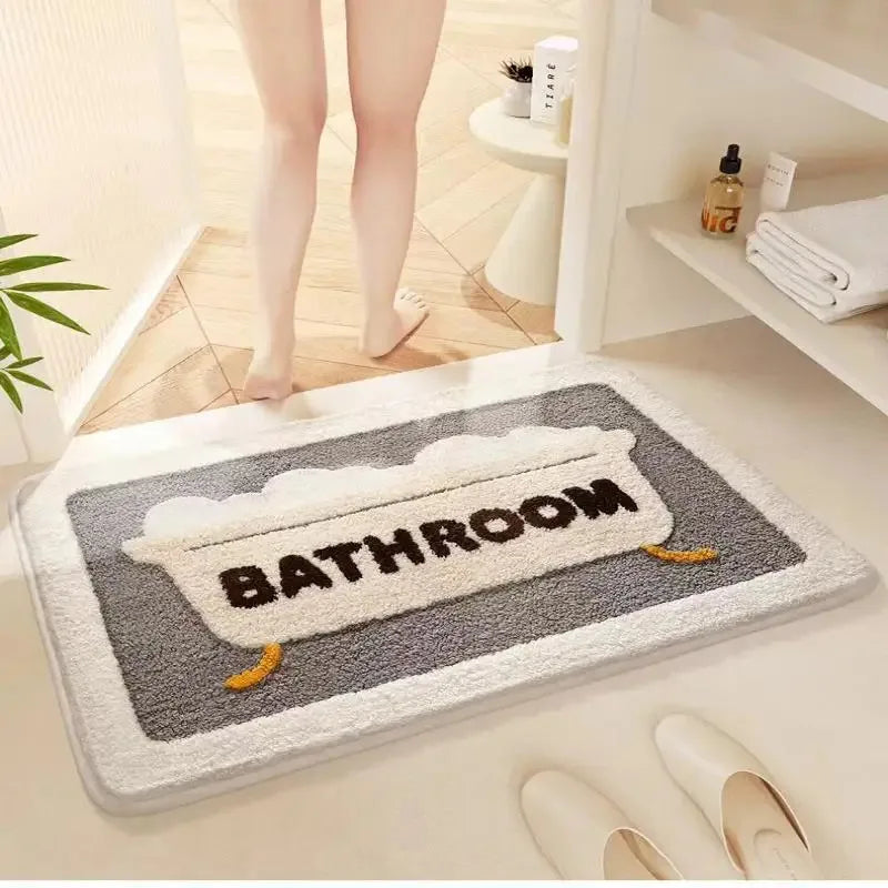Cartoon Plush Bath Mat - Super Absorbent & Non-Slip Faux Cashmere Rug