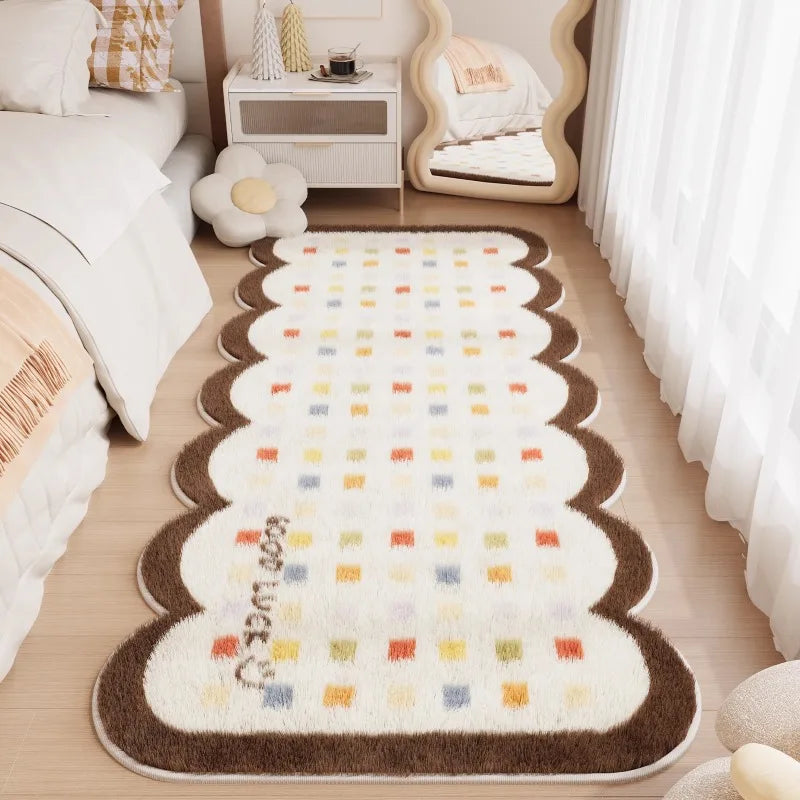 Luxury Bedroom Carpet, Imitation Cashmere Plush Rug, High-End Light Luxury Bedside Floor Mat, Soft Entryway Door Mat