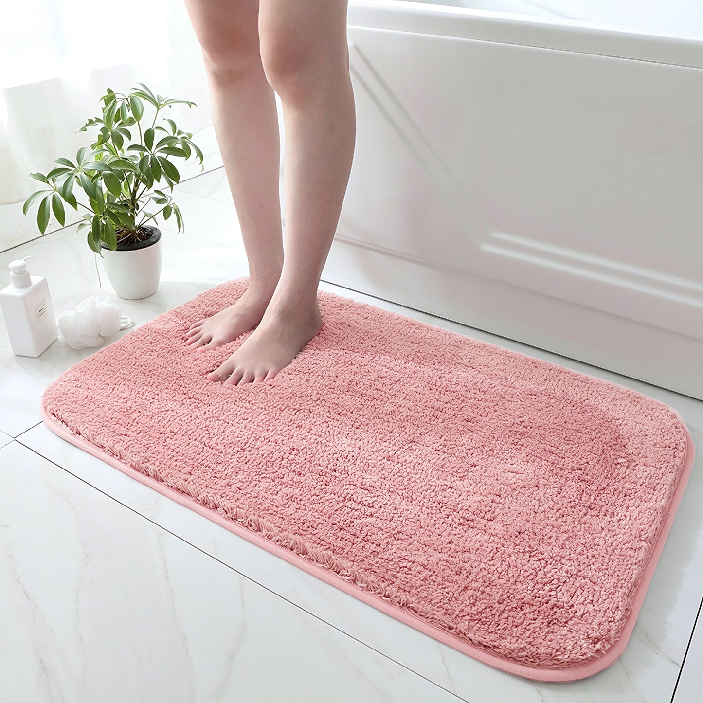 Super Plush Bath Rug - Ultra Absorbent & Non-Slip Bathroom Floor Mat, Machine Washable