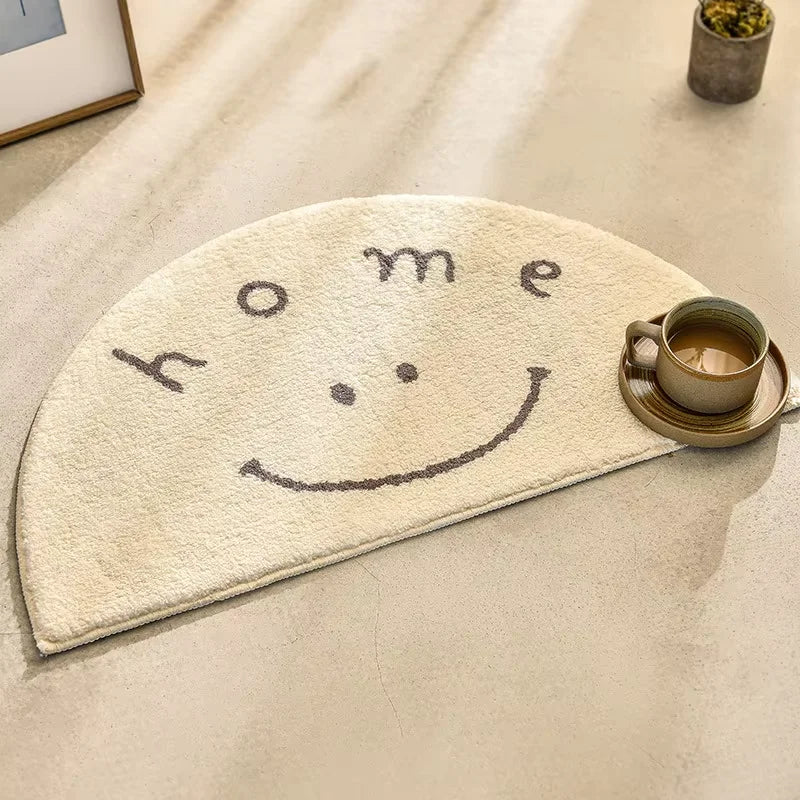 Cartoon Half-Moon Floor Mat - Non-Slip Semi-Circular Rug for Bedroom & Living Room
