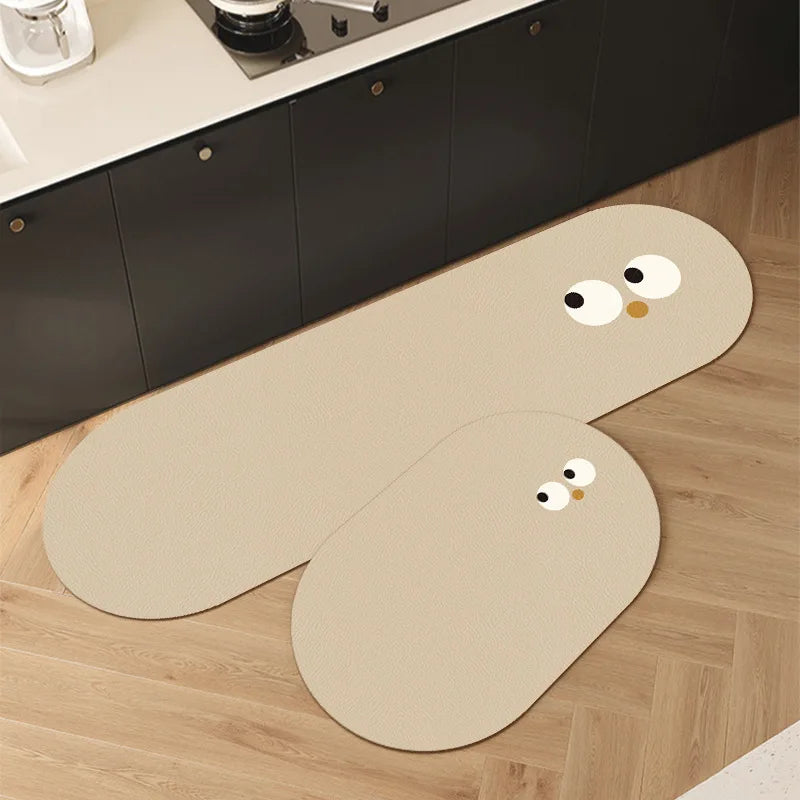 Cartoon Diatomite Kitchen Runner (1 or 2-Pack) - Absorbent & Non-Slip Floor Mat
