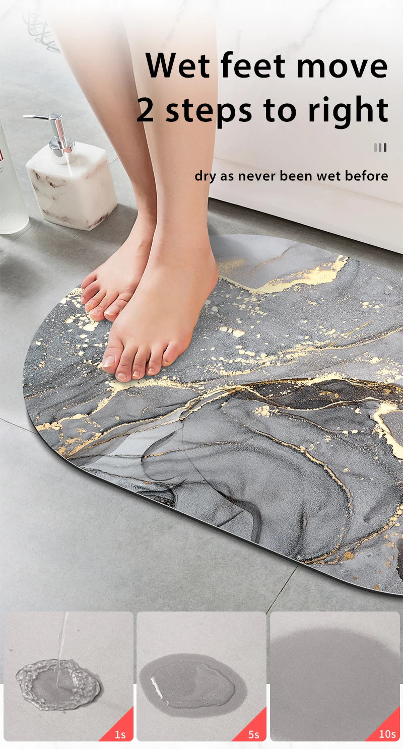 Diatomaceous Earth Bath Mat - Super Absorbent & Quick-Dry Non-Slip Bathroom Floor Mat