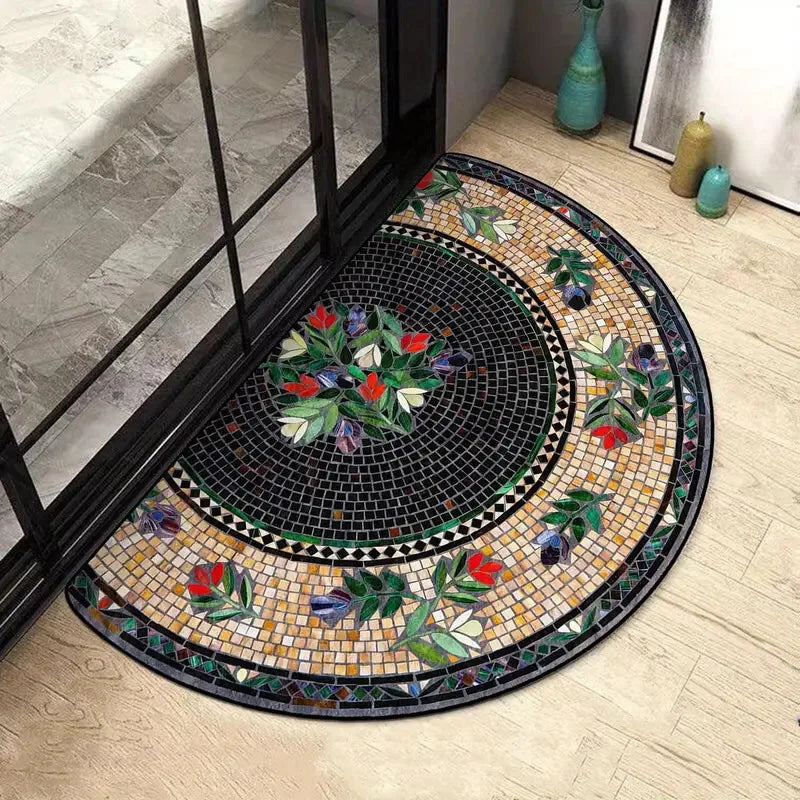 Soft Flannel Half-Moon Doormat - Plush & Comfortable for Indoor Entrance