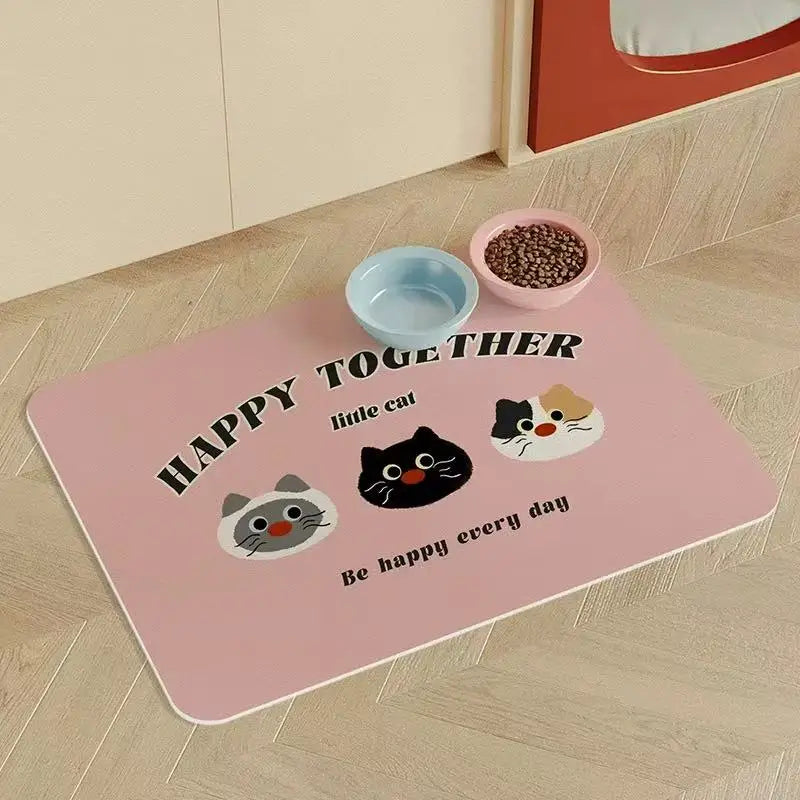 Cartoon Diatomite Pet Mat - Scratch Resistant, Anti-Slip & Leak Proof Tray