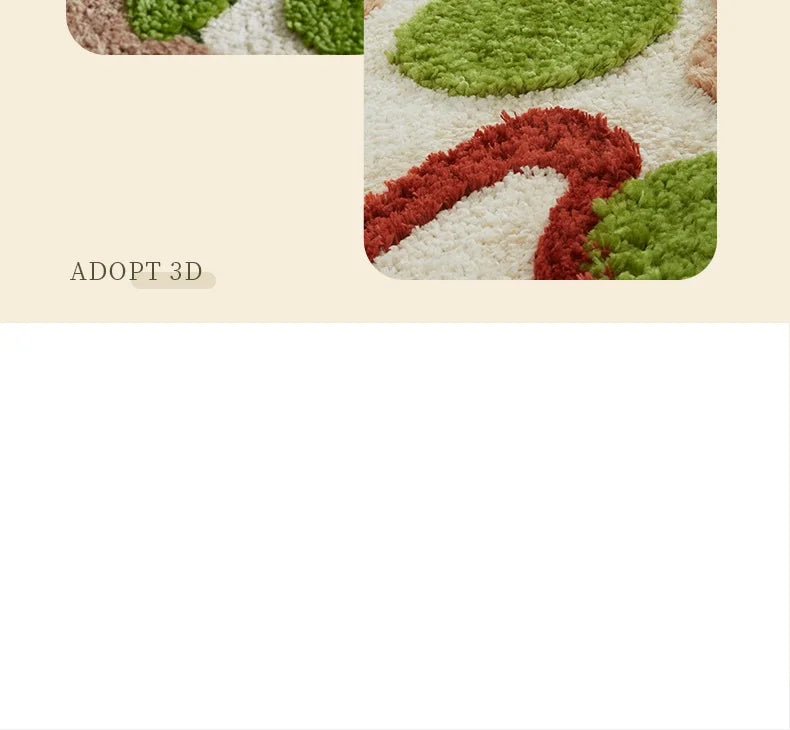 Green Moss Tufted Rug - Irregular Soft Carpet for Kids Room & Nursery Floor