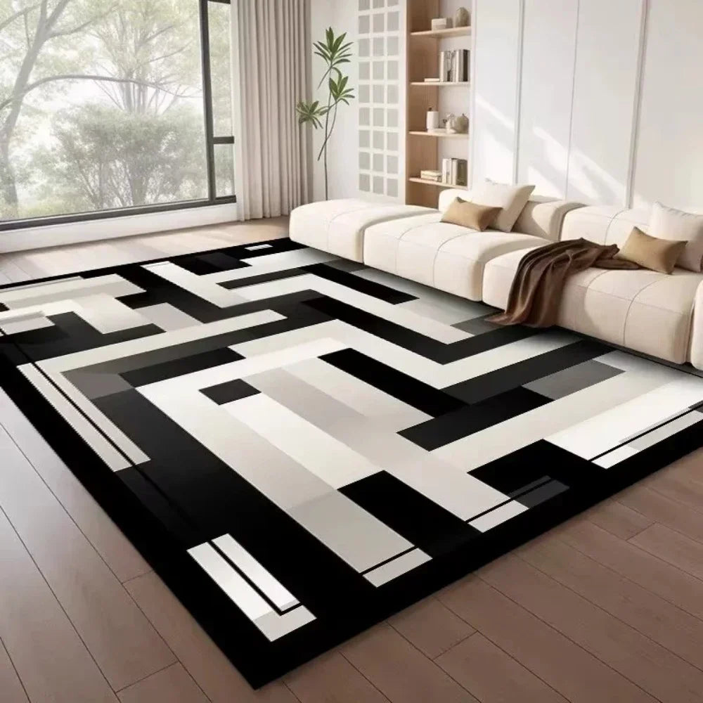Modern Nordic Geometric Area Rug - Large Light Luxury Carpet for Living Room & Bedroom