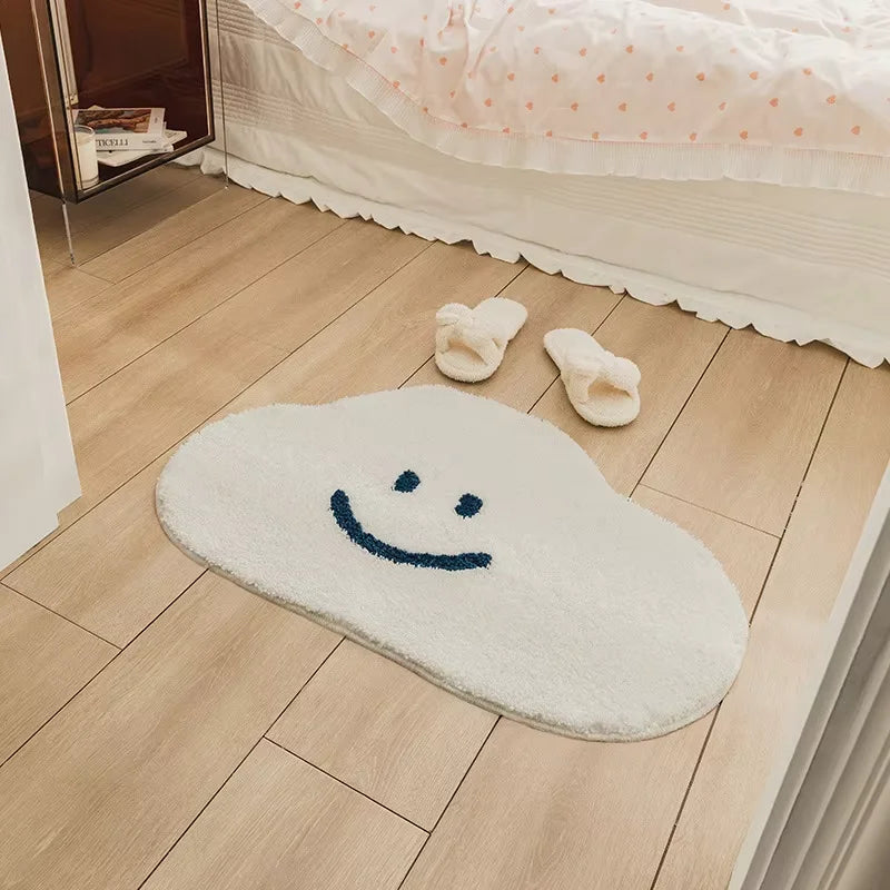 Cartoon Half-Moon Floor Mat - Non-Slip Semi-Circular Rug for Bedroom & Living Room