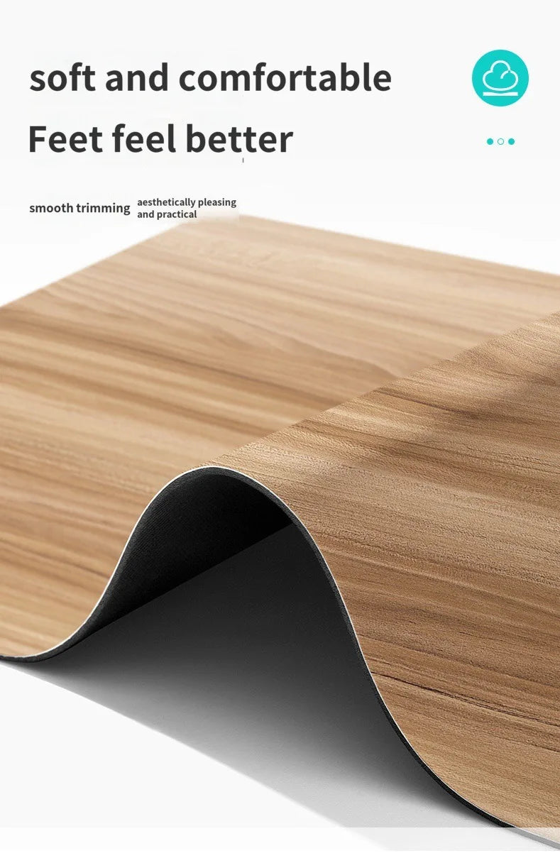 Black Wood Grain Bath Mat - Quick-Dry, Absorbent & Non-Slip Diatomite Rug