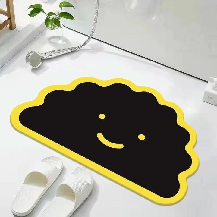 Cat Shaped Bath Mat, Diatomaceous Earth Quick Dry Mat, Funny Cat Lovers Gift, Absorbent Non-Slip Bathroom Rug, Black Cat Decor