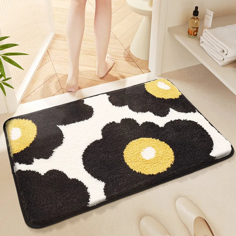 Cute Floral Bath Mat - Super Absorbent, Quick-Dry & Non-Slip Plush Rug