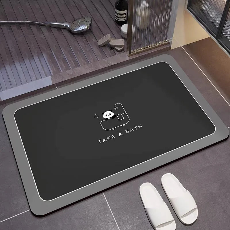 Cute Panda Diatomite Bath Mat - Super Absorbent & Non-Slip Bathroom Rug