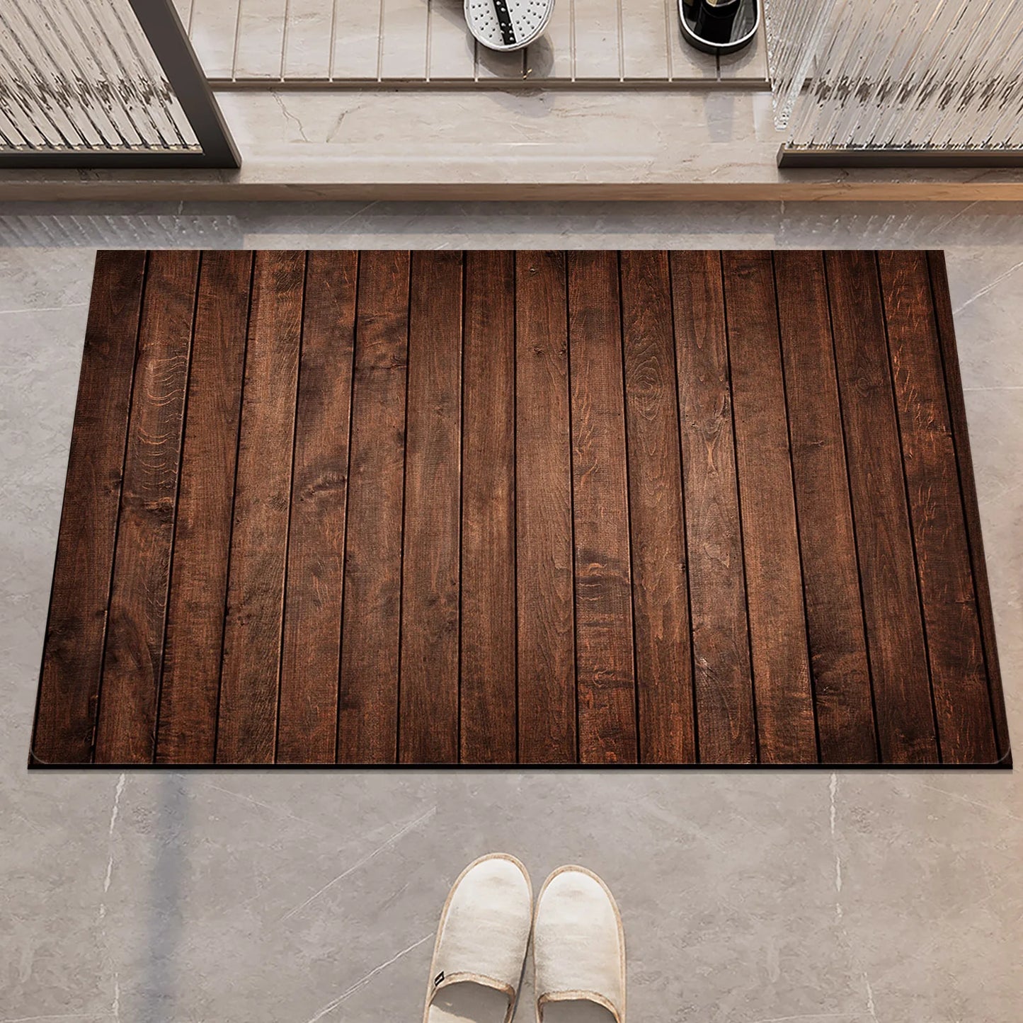 Country Wood Grain Doormat - Quick-Dry & Non-Slip for Bathroom & Entrance