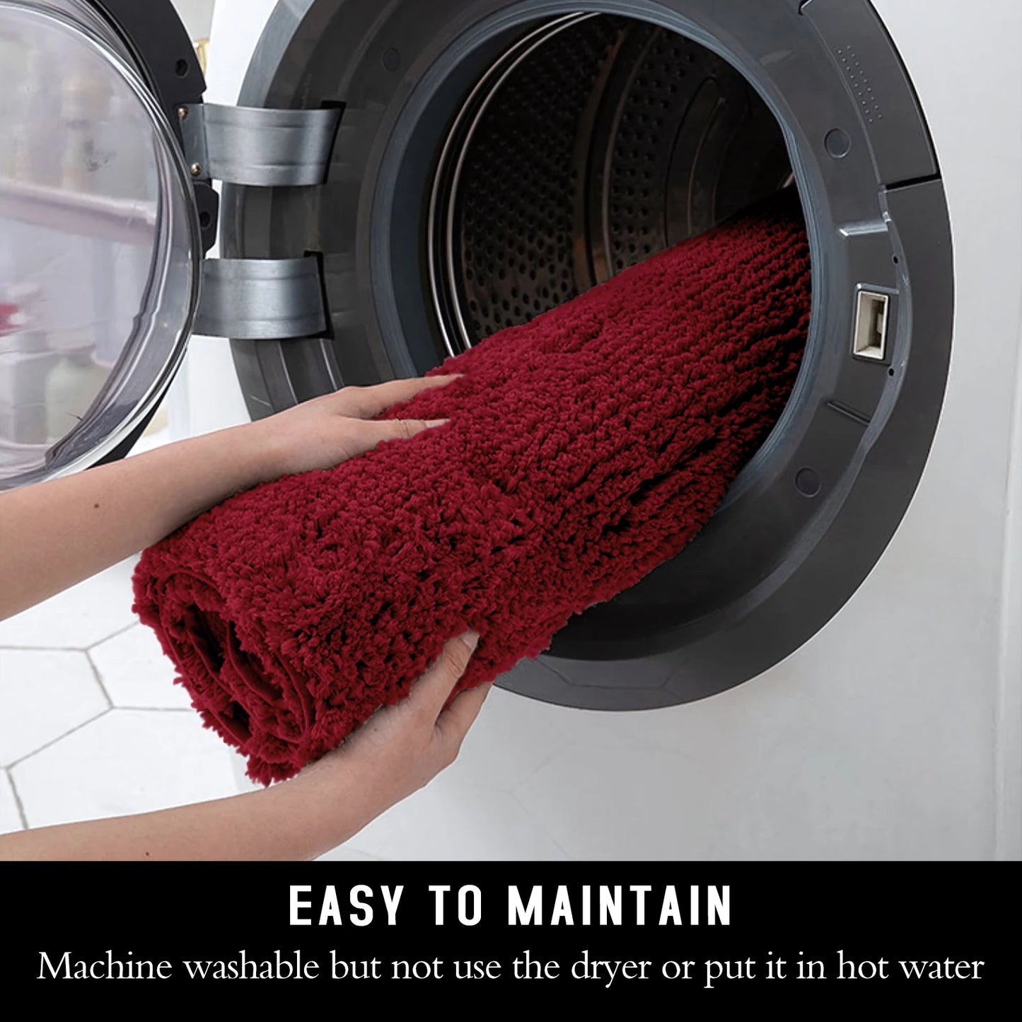 Super Plush Bath Rug - Ultra Absorbent & Non-Slip Bathroom Floor Mat, Machine Washable