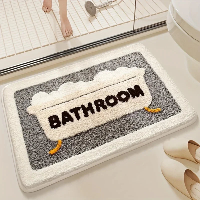 Cartoon Plush Bath Mat - Super Absorbent & Non-Slip Faux Cashmere Rug