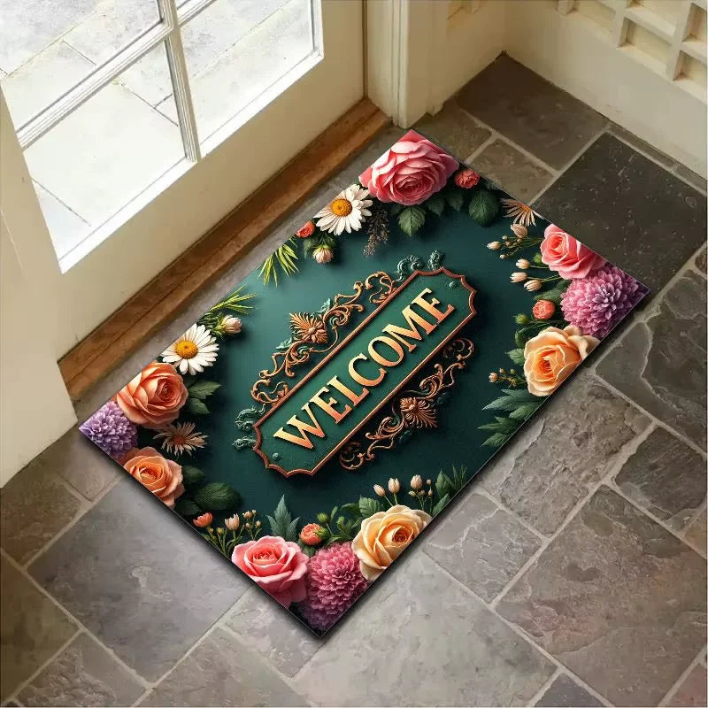 Retro Summer Doormat - Anti-Slip Welcome Mat for Indoor & Outdoor Entrance Decor