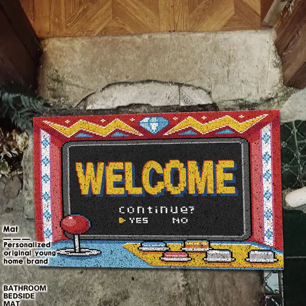 Retro Game Console Doormat - Dirt Resistant & Easy Clean Gamer Entry Rug