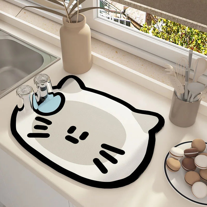 Cartoon Diatomite Bath Mat - Quick-Dry, Absorbent & Non-Slip Kids Bathroom Rug