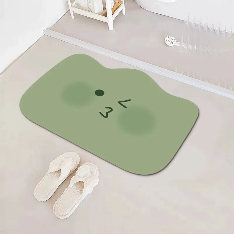 Cartoon Expressions Diatomite Mat - Cute, Non-Slip & Absorbent Bathroom Rug