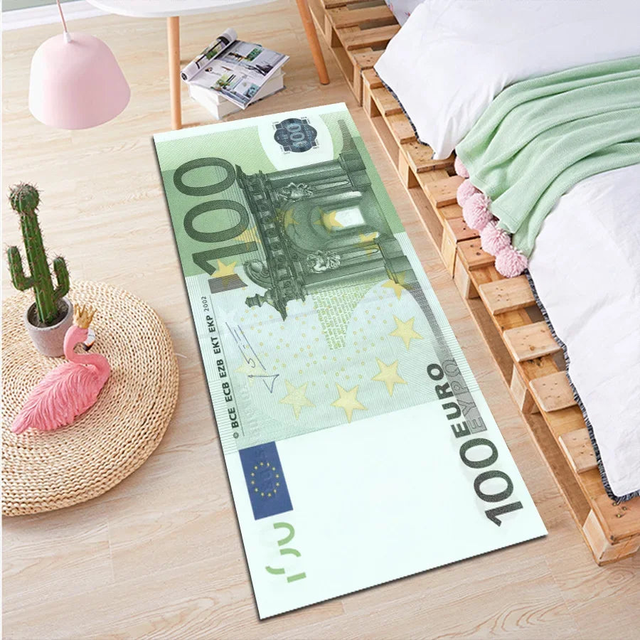 US Dollar Bill Runner Rug - Creative Long Strip Carpet for Hallway & Bedroom