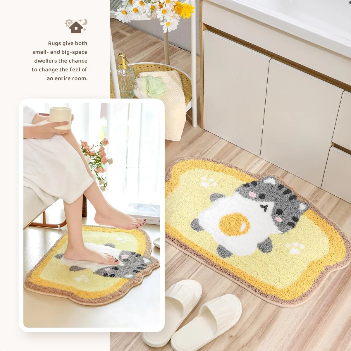Super Absorbent Bath Mat - Non-Slip & Quick-Dry Bathroom Rug for Shower Door