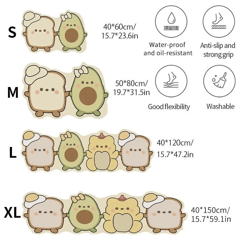 Cartoon Kitchen Mat - Non-Slip & Washable Anti-Fatigue Floor Pad