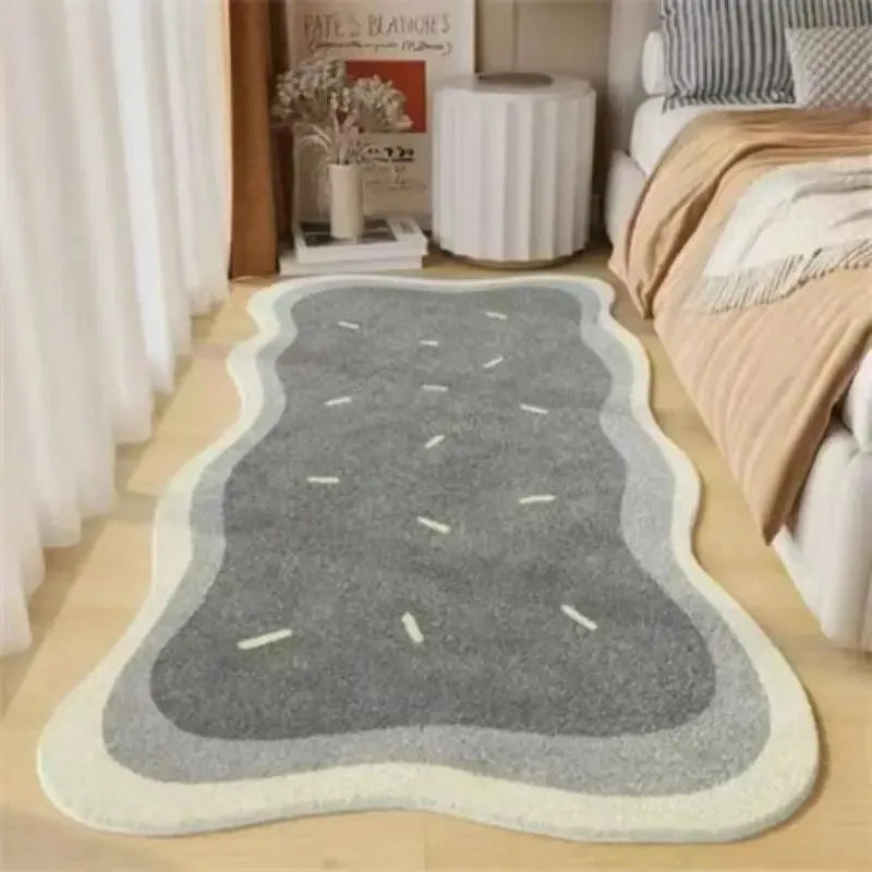 Cream Plush Bedside Rug - Ultra Soft & Non-Slip Faux Cashmere Carpet