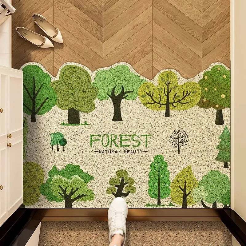 Scraper Doormat for Entrances - Anti-Slip & Dirt-Trapping "Silk Circle" Design