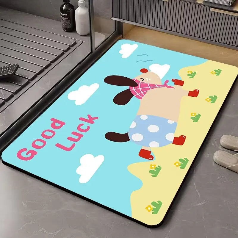 Luxury Diatomite Bath Mat - Super Absorbent, Quick-Dry & Non-Slip Foot Pad