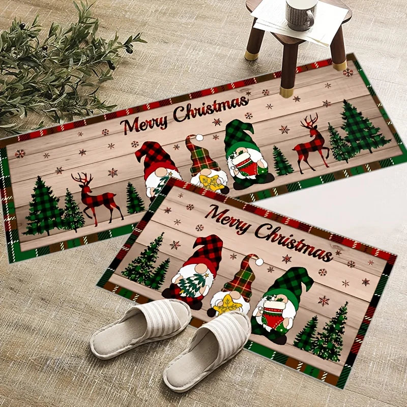 Christmas Kitchen Mat (1 or 2-Pack) - Anti-Slip & Washable Festive Floor Rug