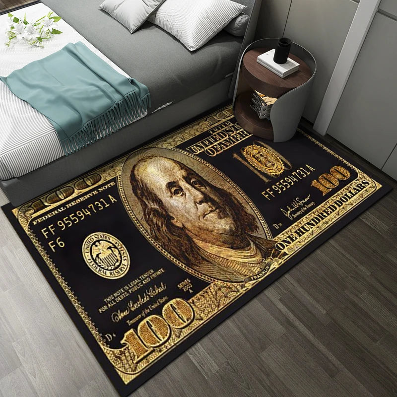 US Dollar Bill Doormat - Novelty Money Print Anti-Slip Mat for Entrance & Man Cave