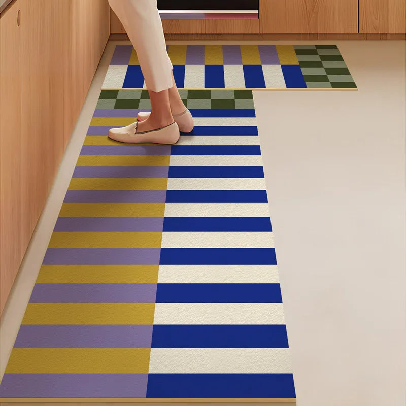 Retro Striped Diatomite Kitchen Mat - Absorbent, Non-Slip & Easy to Scrub Floor Pad
