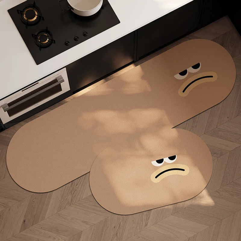 Cartoon Diatomite Kitchen Runner (1 or 2-Pack) - Absorbent & Non-Slip Floor Mat