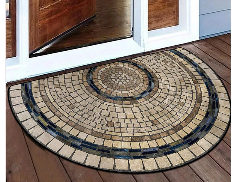 Floral Semi-Circular Doormat - Decorative & Durable Outdoor/Indoor Entrance Rug