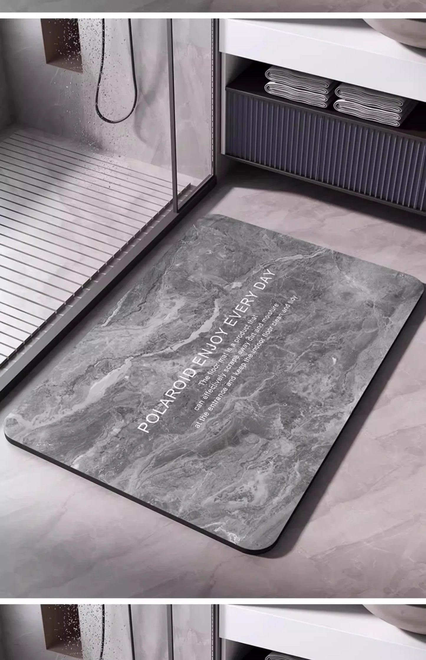 Diatomaceous Earth Bath Mat - Super Absorbent & Quick-Dry Non-Slip Bathroom Floor Mat