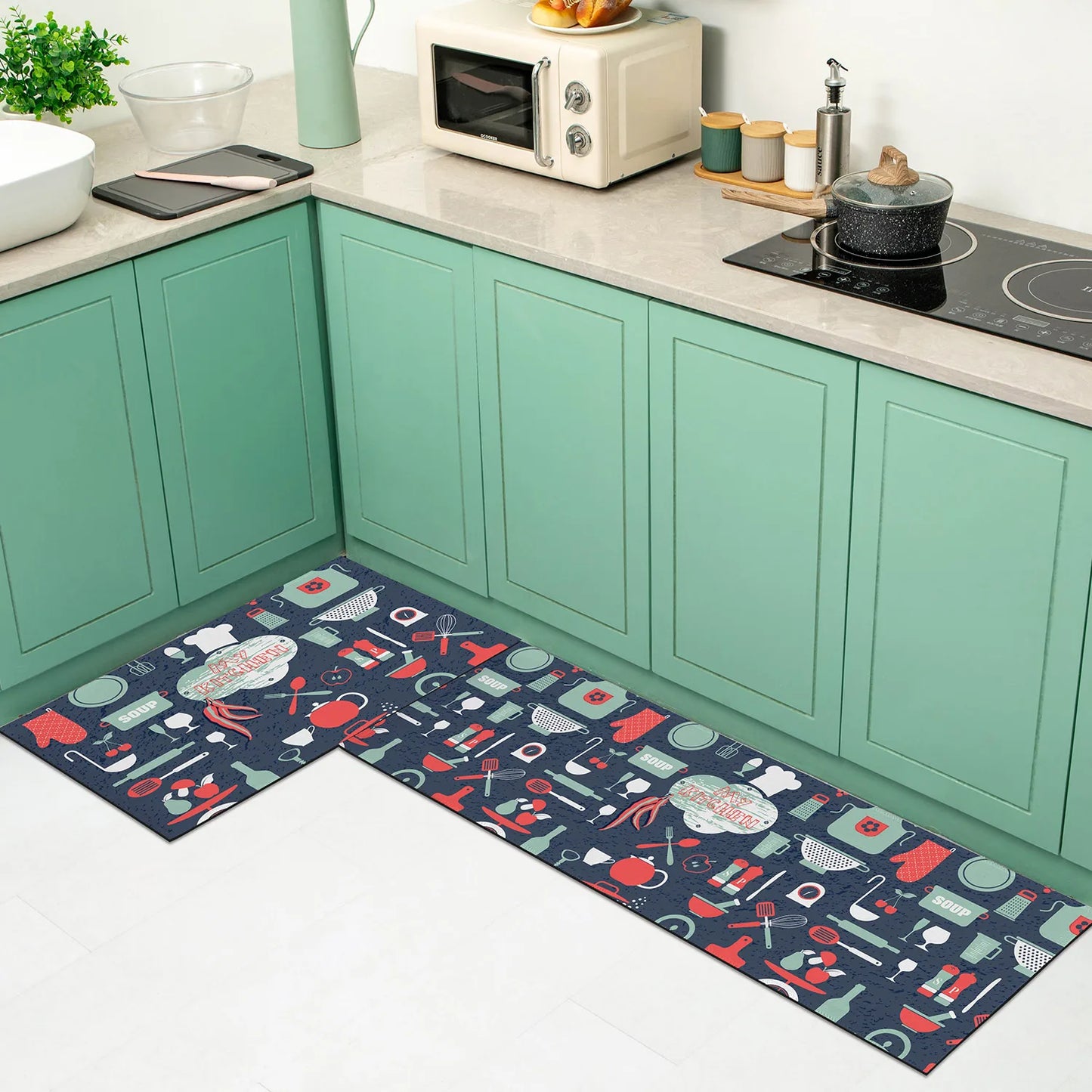 Oil & Water Absorbent Kitchen Mat - Non-Slip Floor Pad for Sink & Stove